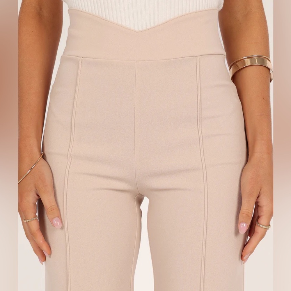 Beige Archie High Waisted Tailored Pants- XL